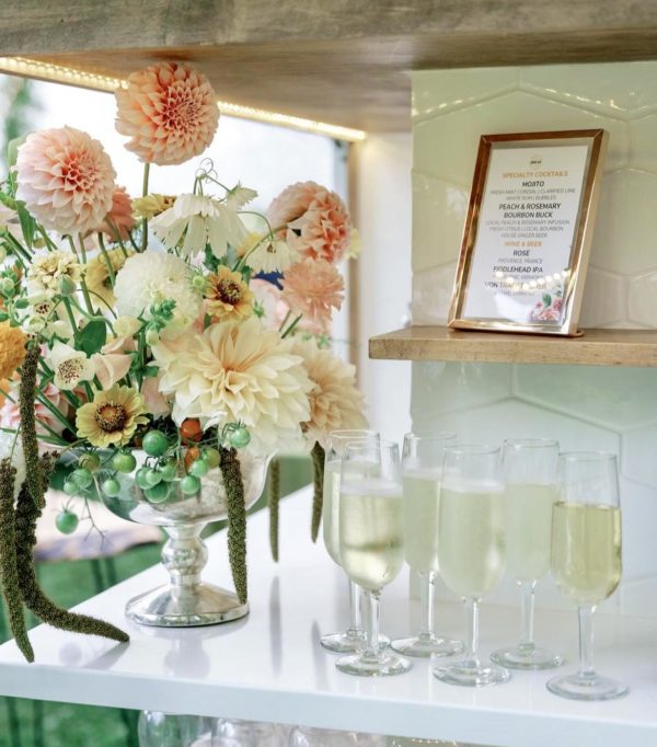 Wedding champagne flutes to rent Mahaiwe Tent