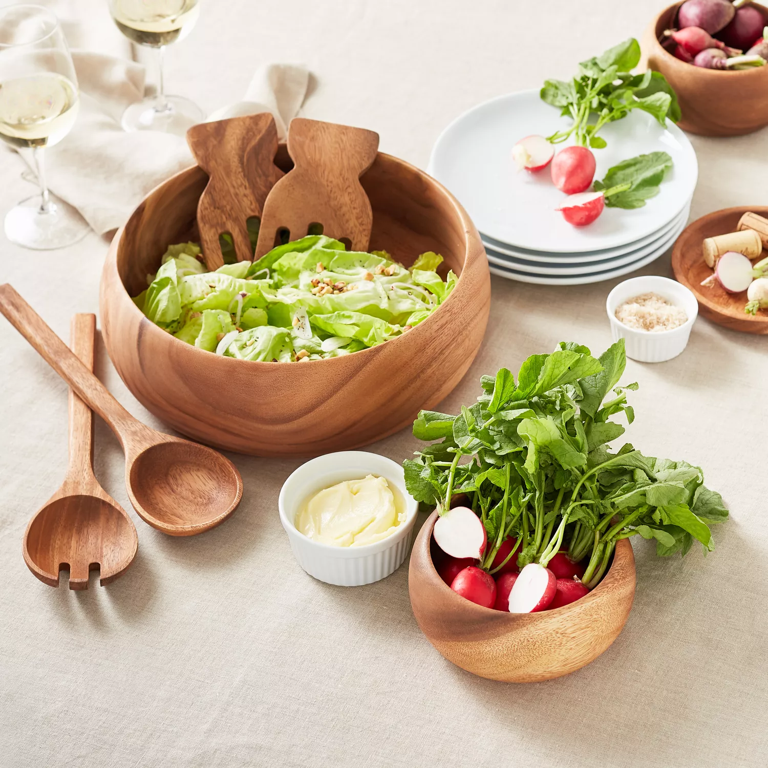 Wood Serving Bowls to rent Mahaiwe Tent