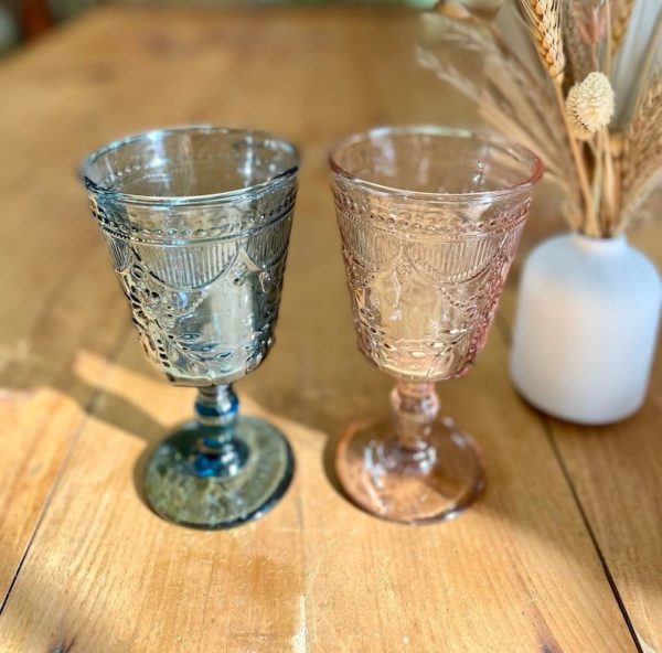 Wedding colored glassware Mahaiwe Tent