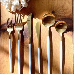 Gold Flatware to rent Mahaiwe Tent